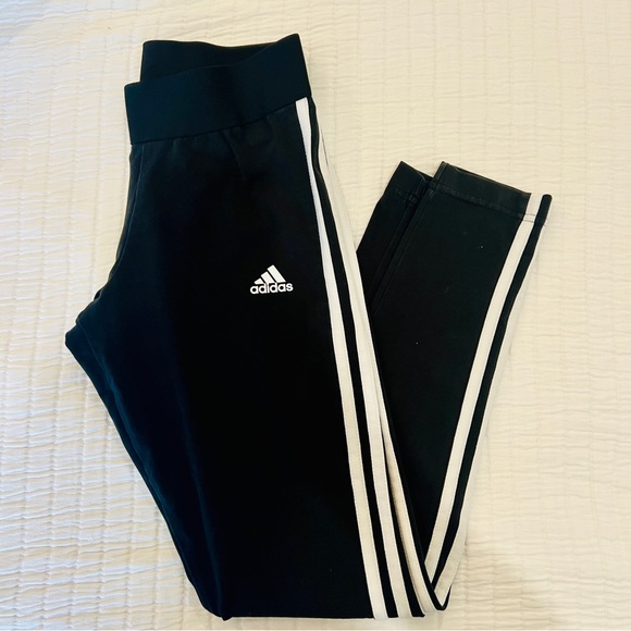 adidas | Women's Sportswear 3-Stripe Tights in Black and White - Picture 9 of 14